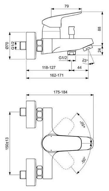 Set baterii Ideal Standard CERAFLEX (Cada+Lavoar+Bara dus) BD001AA
