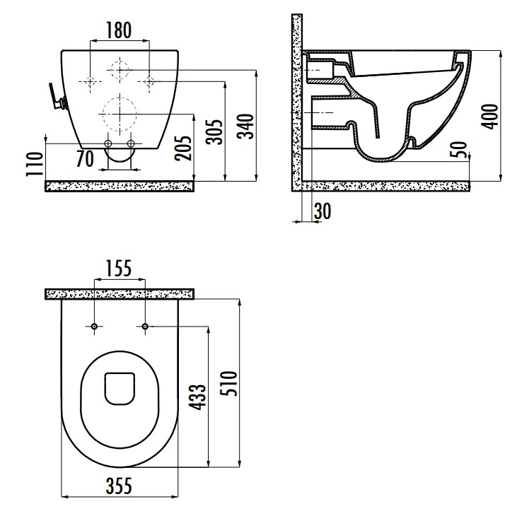 Vas WC susp. Creavit Free cu robinet bide FE322-34CB00E / KC4080.01