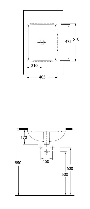 Lavoar sub blat Pinara 51*40,5cm (93501)