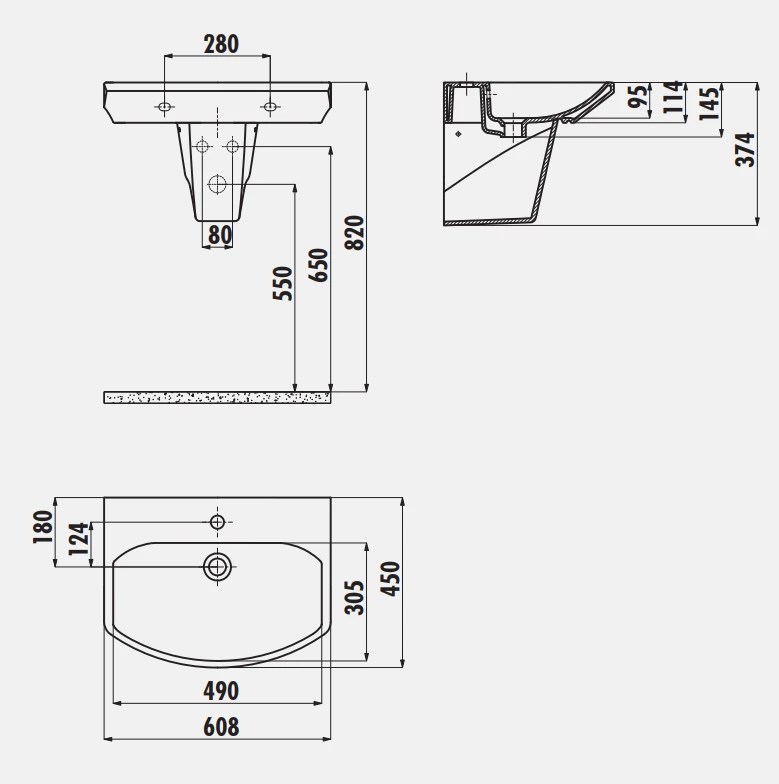 Lavoar Creavit Half pedestal 45x60 SR060.000 / SR260.00