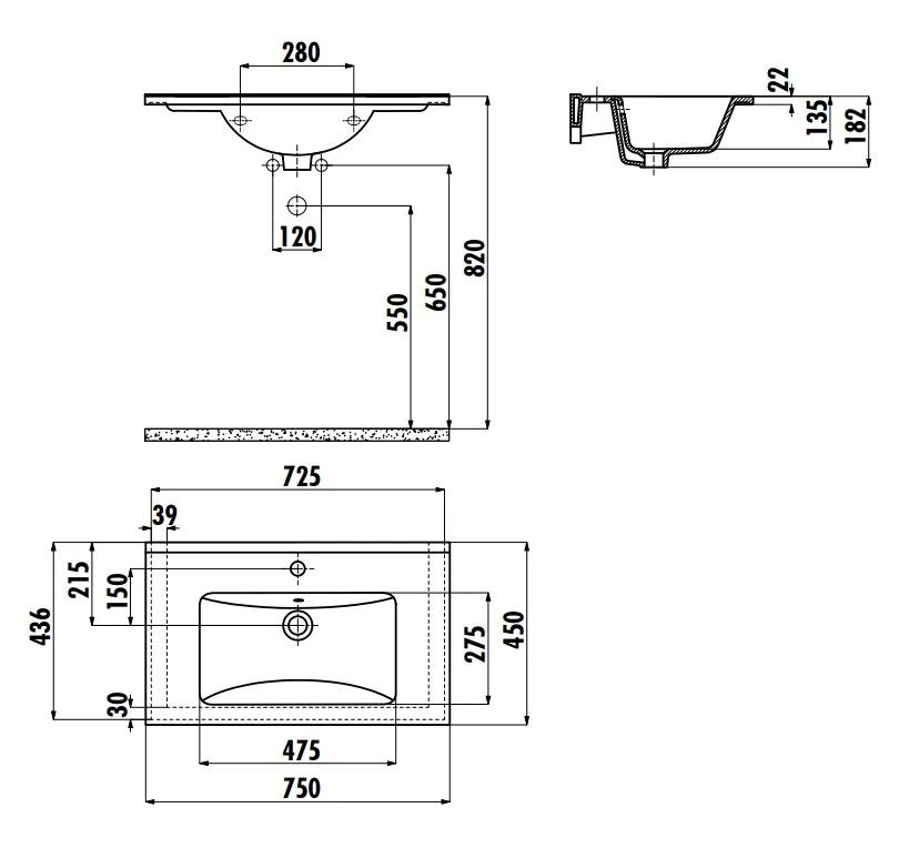 Lavoar Creavit Su 45x75 SU075.000
