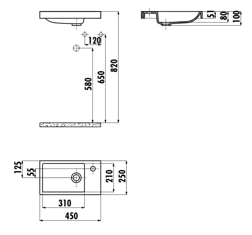 Lavoar Creavit Elmas 25x45 TP025.000