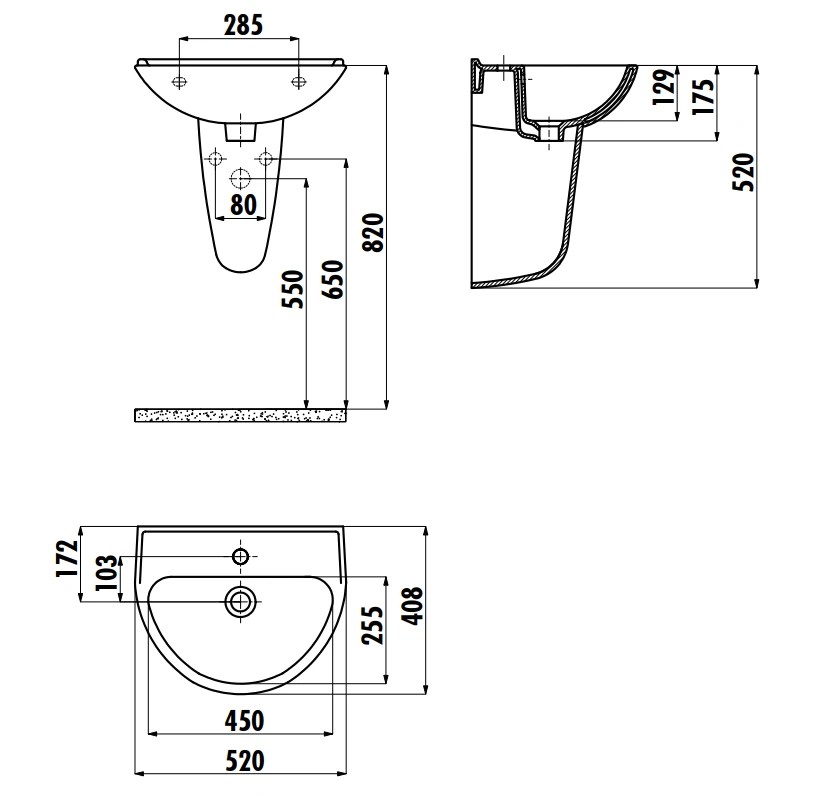 Lavoar Creavit 40x50 TP155.000 (fara piedestal)