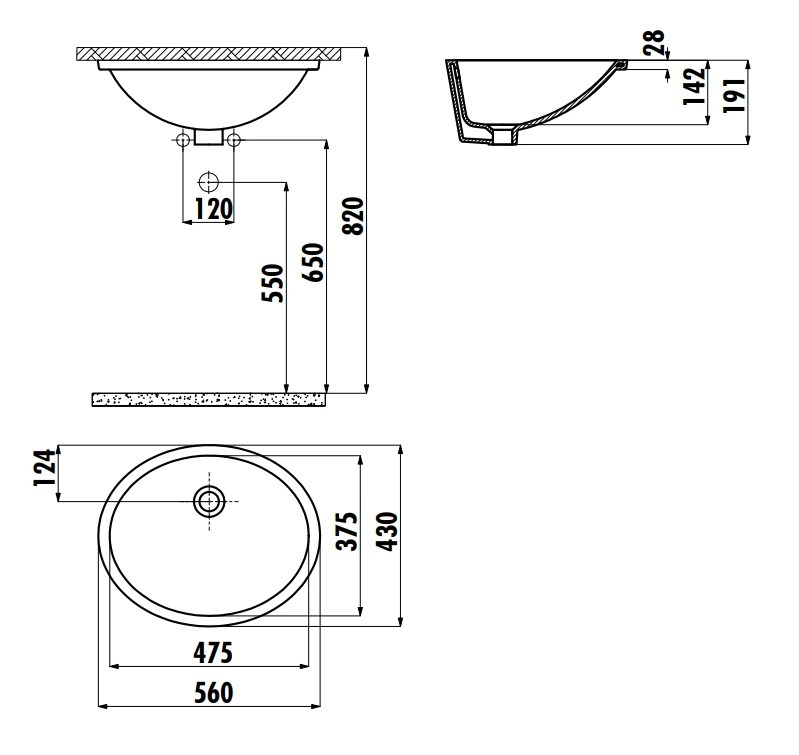 Lavoar Creavit Undercounter TP214.00CB00E 37x47