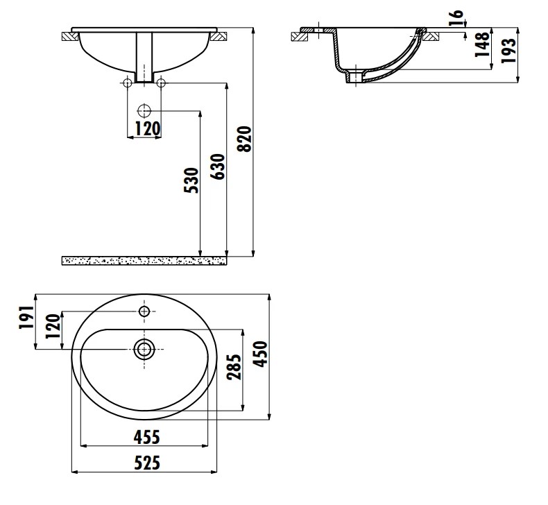 Lavoar Creavit Topcounter TP225.00CB00E 45*52