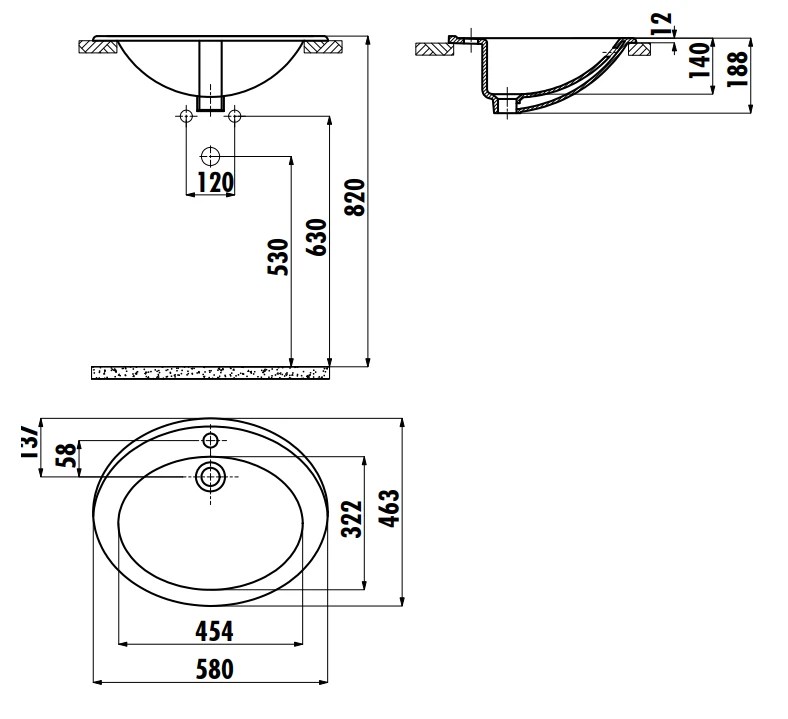 Lavoar Creavit Topcounter TP230.00CB00E 46*58