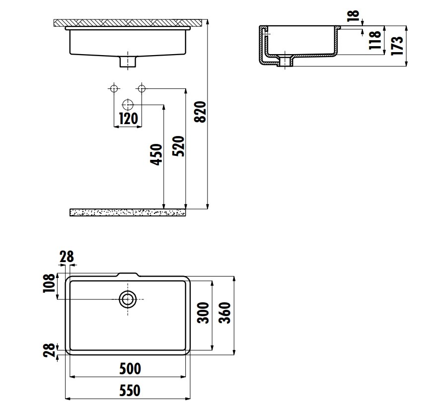 Lavoar Creavit Undercounter 30x50 TP730.000