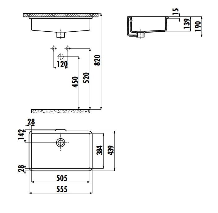 Умывальник Creavit Topcounter 38x51 TP738.000