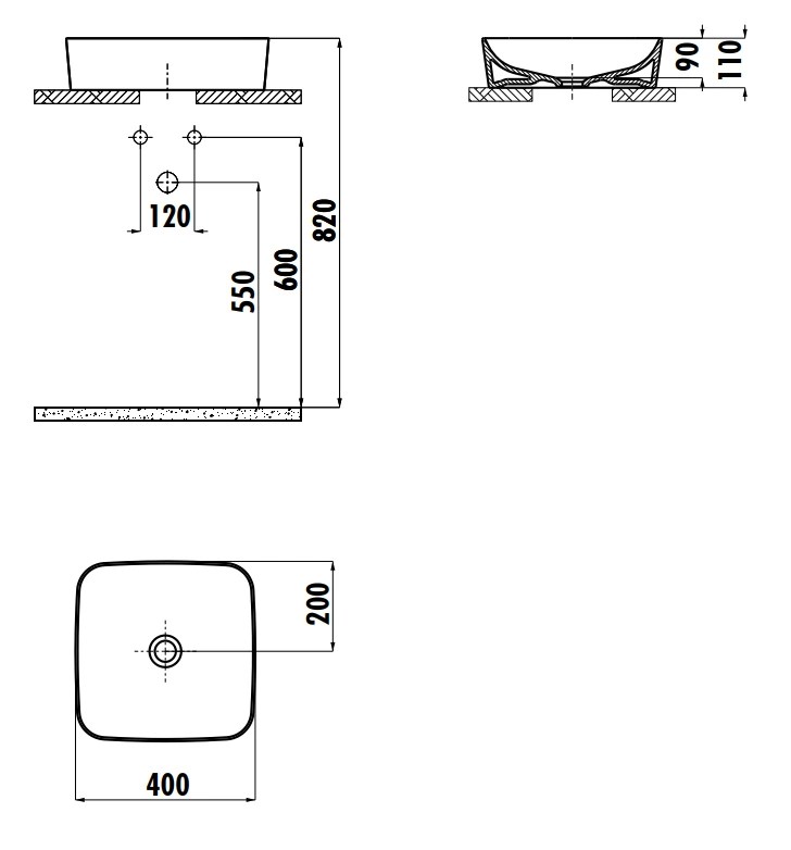 Lavoar Creavit Ultra 40cm SQUARE UL040.00CB00E white