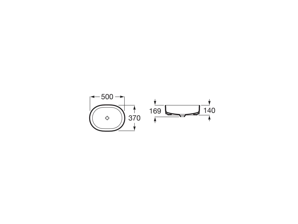 Lavoar pe blat ROCA Inspira Round 500x370 Alb A327520000