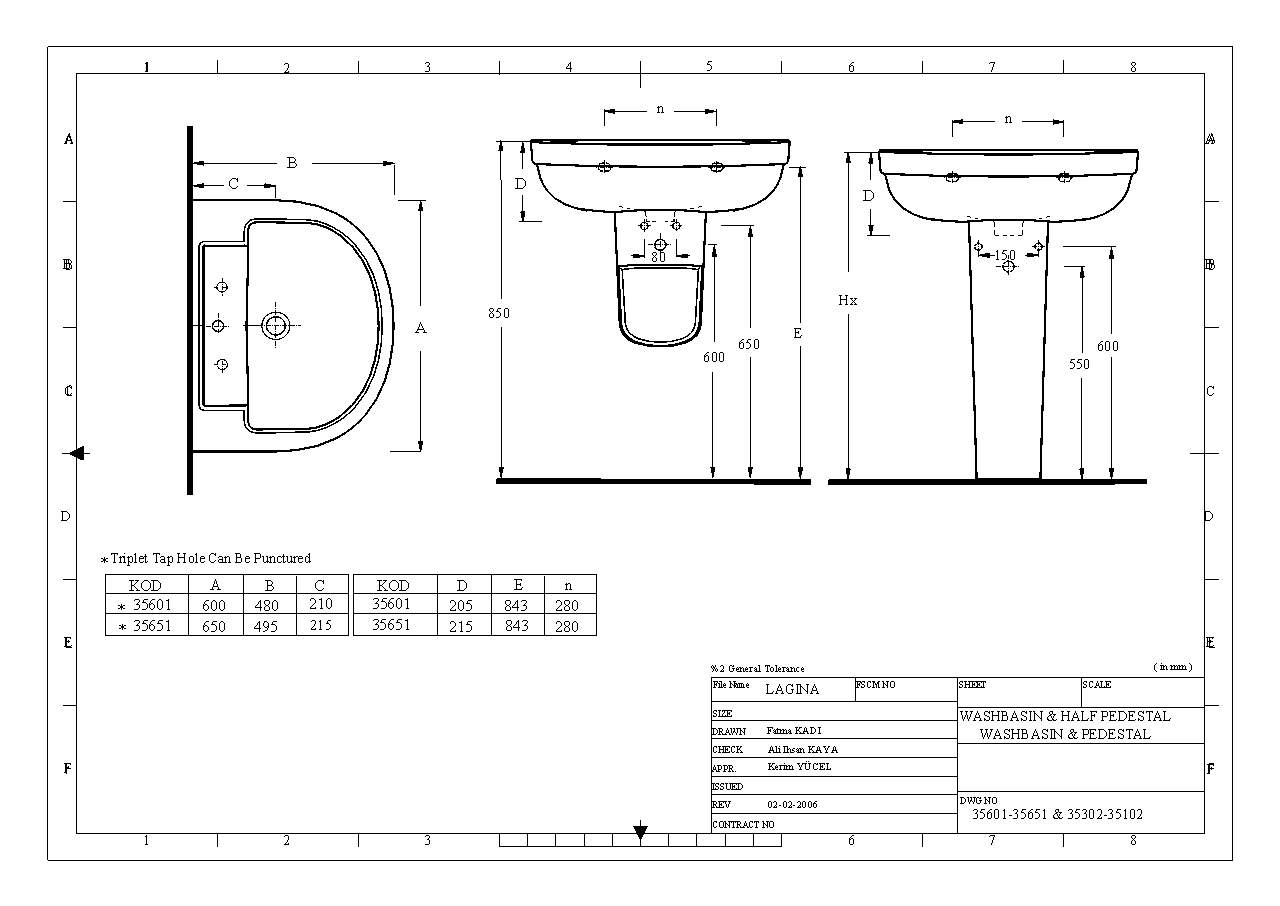 Lavoar cu pedestal LAGINA 60x48cm  (35601/78102)