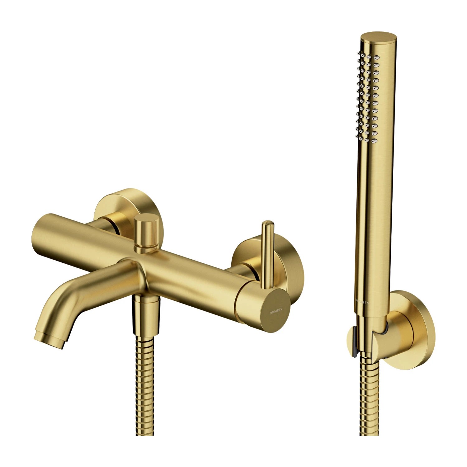 Baterie cada Omnires Y Brushed Gold Y1231BSB cu set de duș