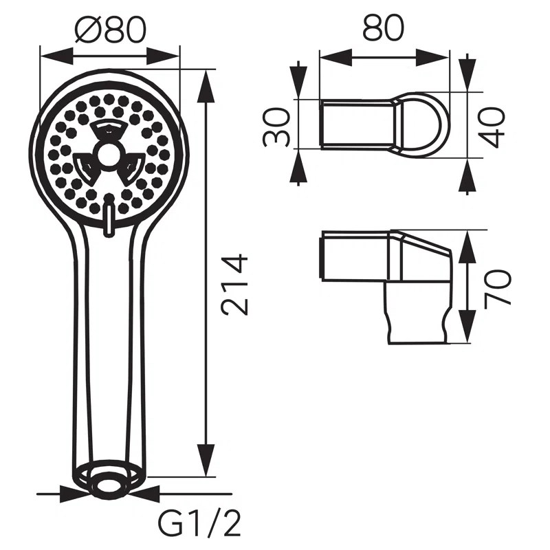 Душевая лейка + кронштейн + шланг FERRO U300