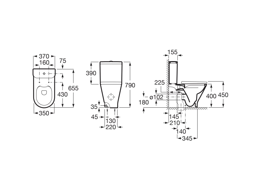 Vas WC stativ ROCA The Gap Round Rimless p/u rezervor A3420N8000