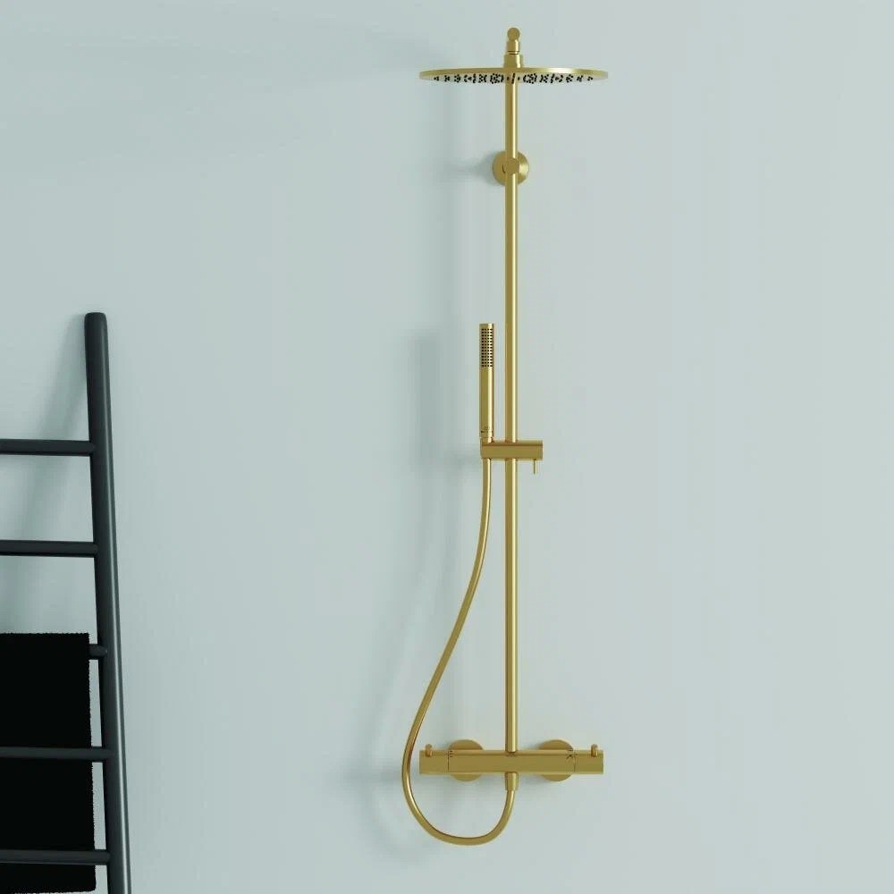 Baterie cu Coloana si palarie Ideal Standard CERATHERM T125 (Dus) Termostata (Brushed Gold) A7589A2