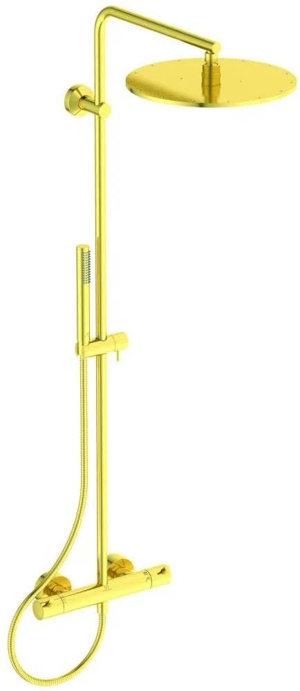 Baterie cu Coloana si palarie Ideal Standard CERATHERM T125 (Dus) Termostata (Brushed Gold) A7589A2