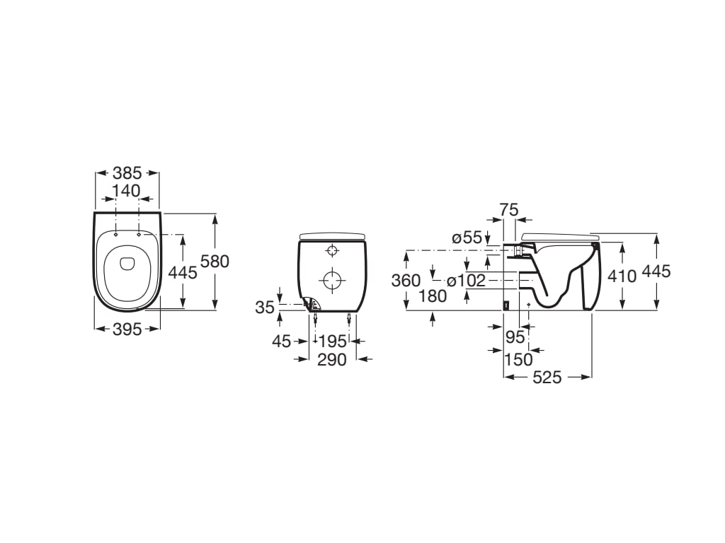 Vas WC monobloc ROCA Beyond Rimless A3470B7000