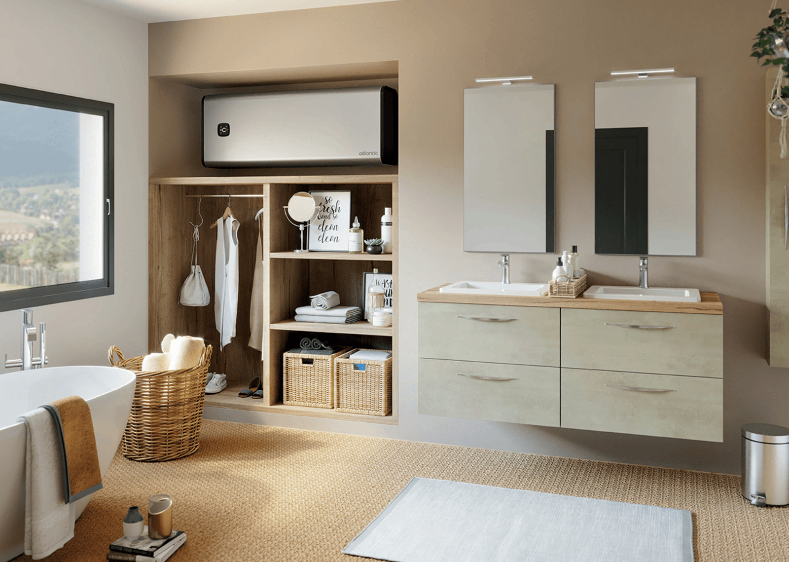 Boiler electric Atlantic Dublu Tanc Vertigo Steatite multiposition Wi-Fi 80 L (851337)