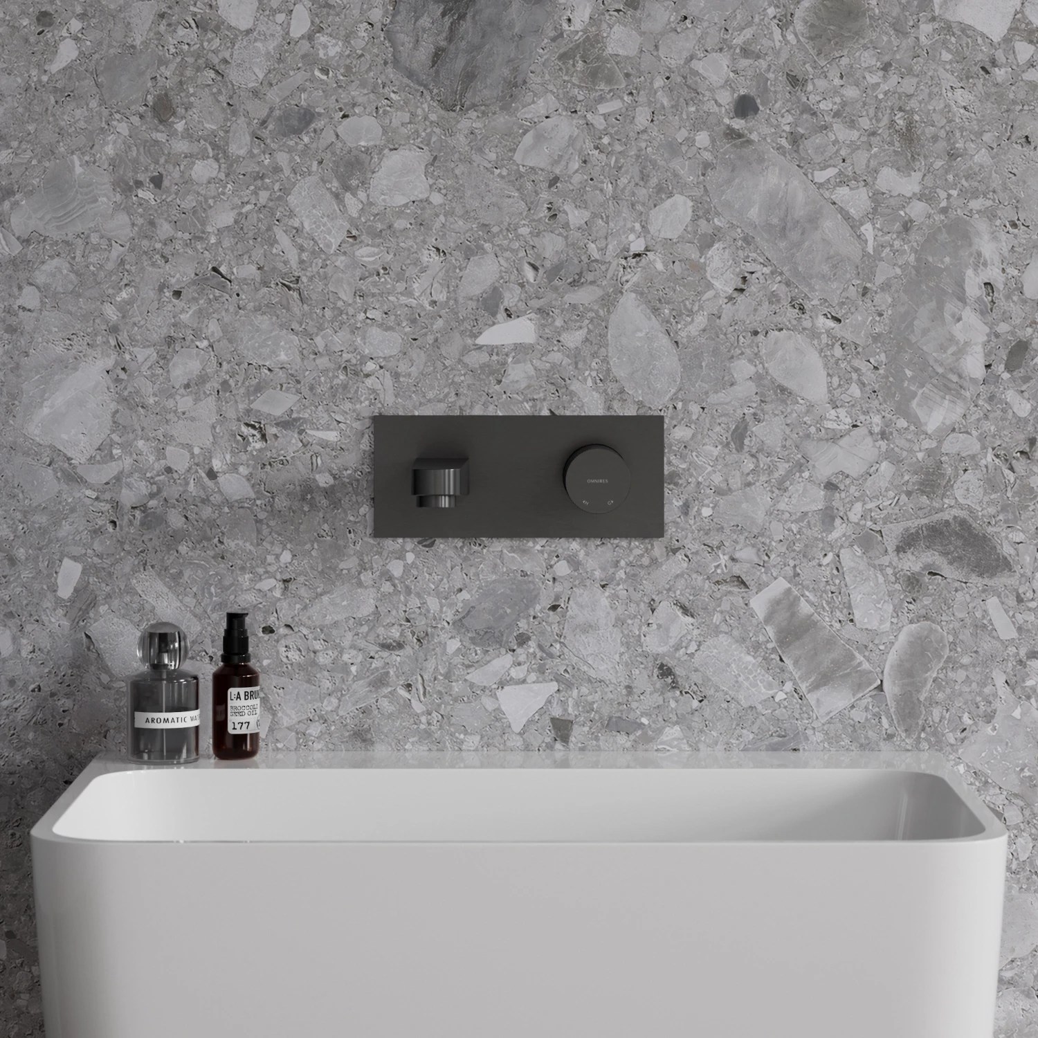 Baterie încastrată lavoar Omnires Contour Brushed Anthracite CT8015AT