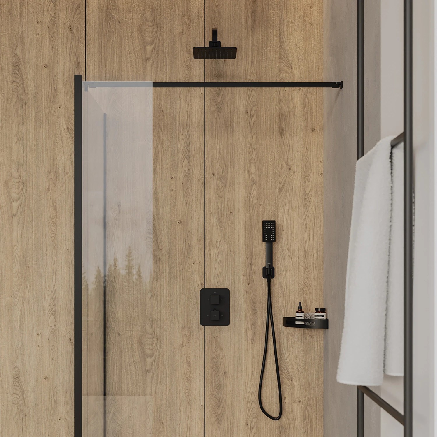 Set dus termostatat ingropat 2 cai OMNIRES Parma Matt Black SYSPM11BL