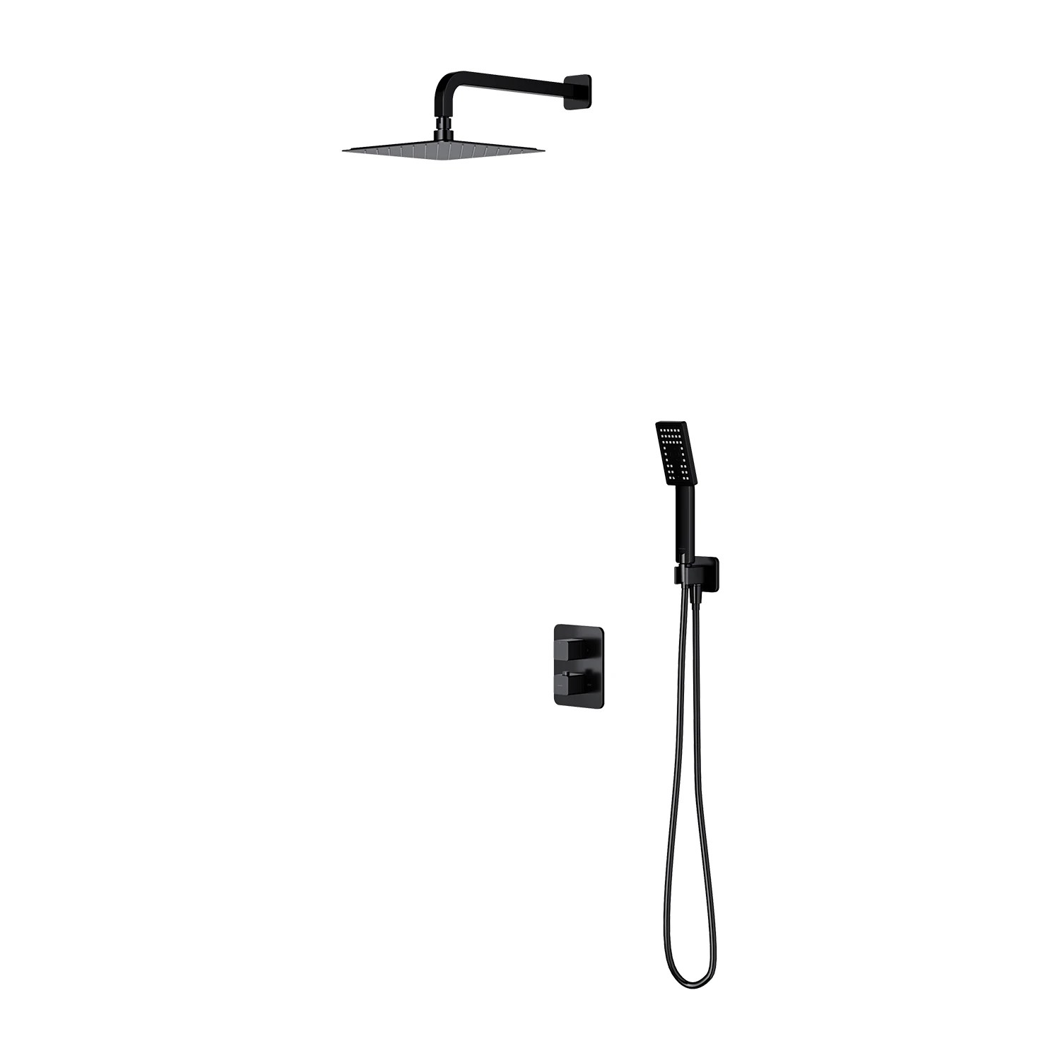 Set dus termostatat ingropat 2 cai OMNIRES Parma Matt Black SYSPM11BL