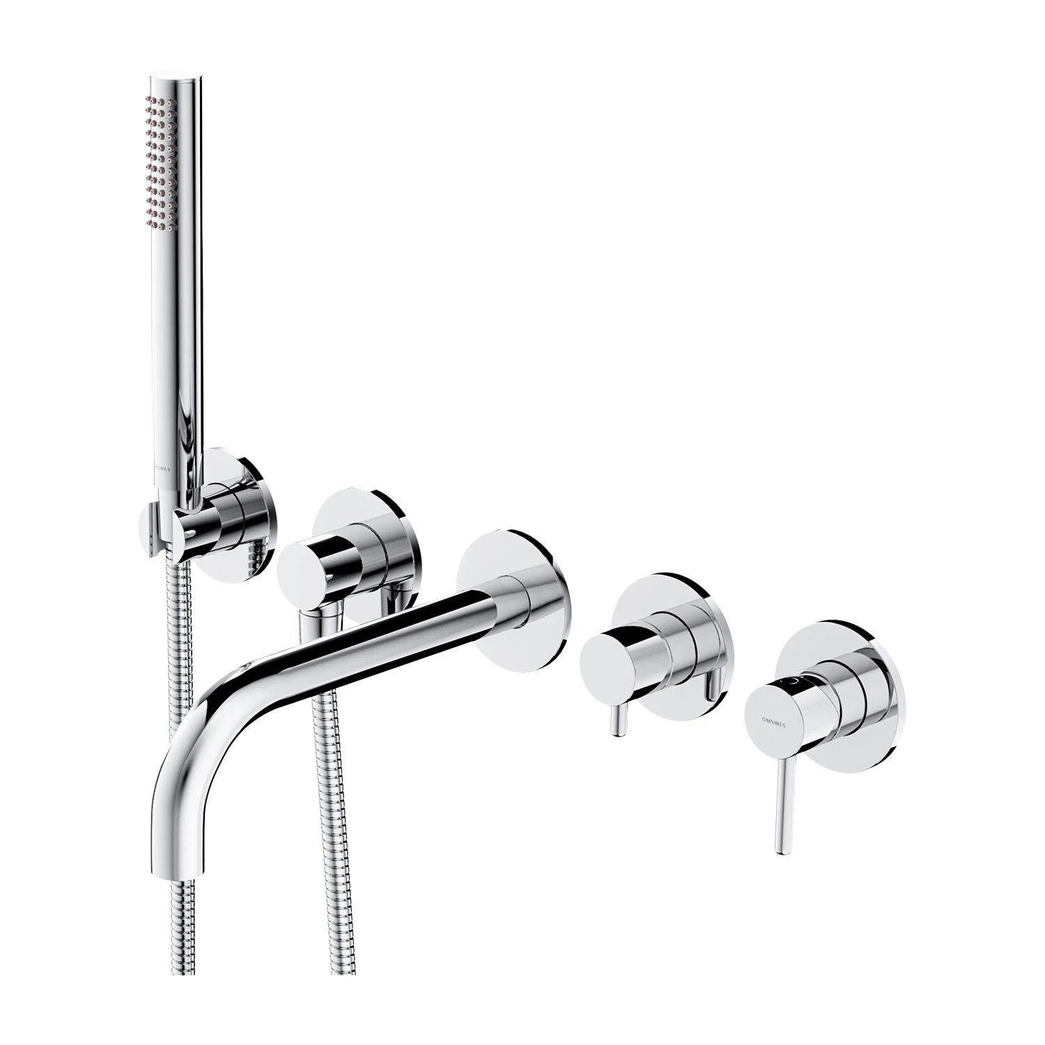 Baterie incastrata Omnires Y Cromat Y1237-1CR pentru cada, pipa 22 cm cu set de duș