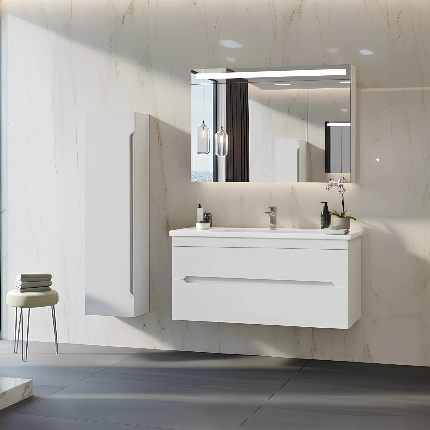 Lavoar cu dulap ORKA Varna 100 White matt