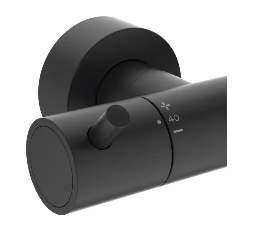Baterie cu Coloana si palarie Ideal Standard CERATHERM T125+ (Dus) Termostata (Silk Black) A7689XG
