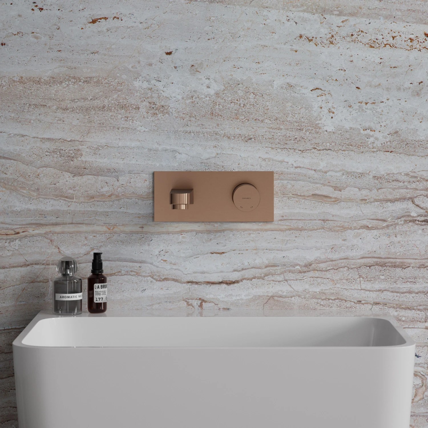 Baterie încastrată lavoar Omnires Contour Brushed Copper CT8015CPB