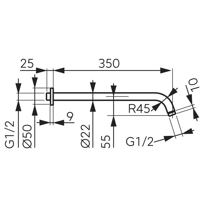 Brat fix dus conectare perete L-350 FERRO RN350