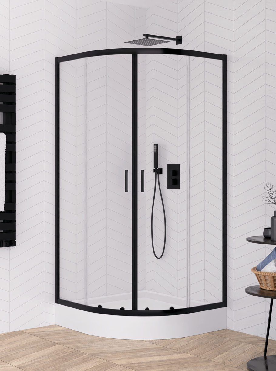 Cabina de dus NT Suvia Black Quadrant 80x80x206 ZS-0037 (cu cadita)