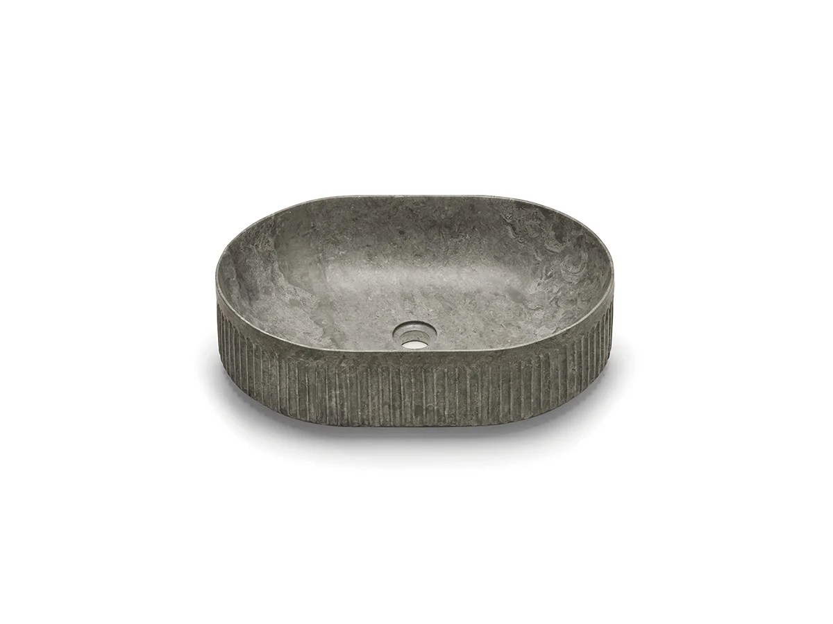 Lavoar pe blat BATHCO Striae Oval 580×380, gri 00605
