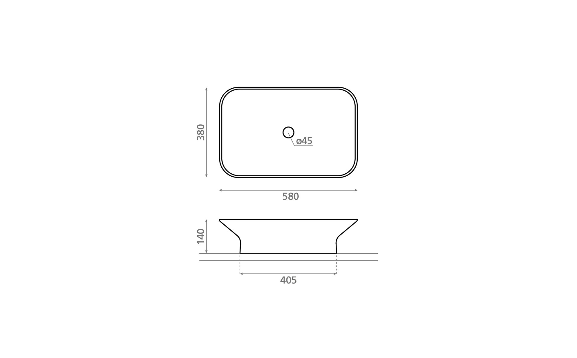 Lavoar pe blat BATHCO Aspen Rectangular 580×380 4249