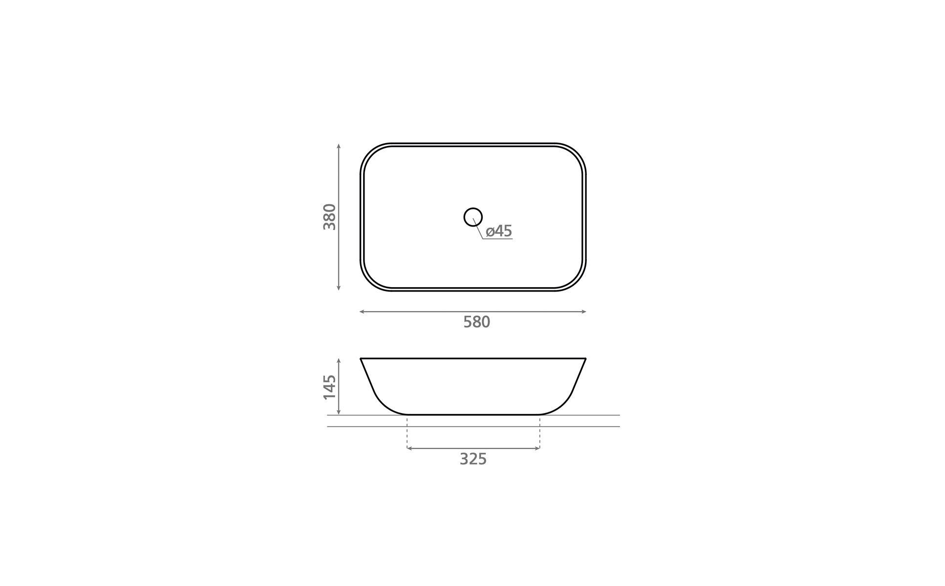Lavoar pe blat BATHCO Davos Rectangular 580×380 4237