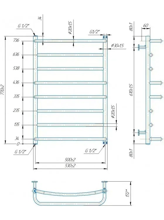 Radiator Mario INOX Lux  770х530/500