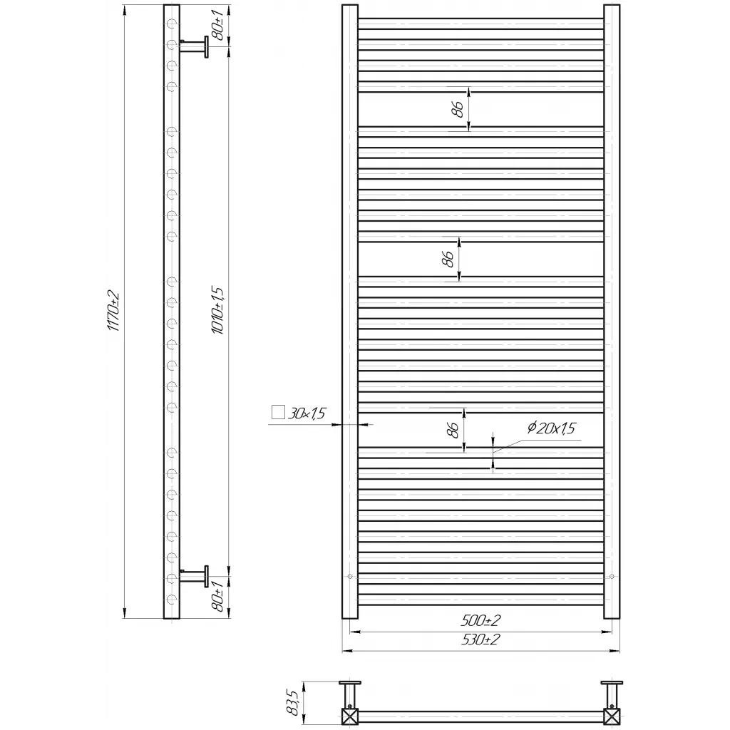Radiator Mario INOX Hera 1170x530/500