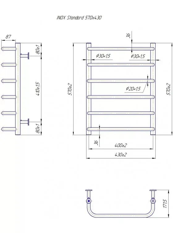 Radiator Mario INOX Standard 570х430/400