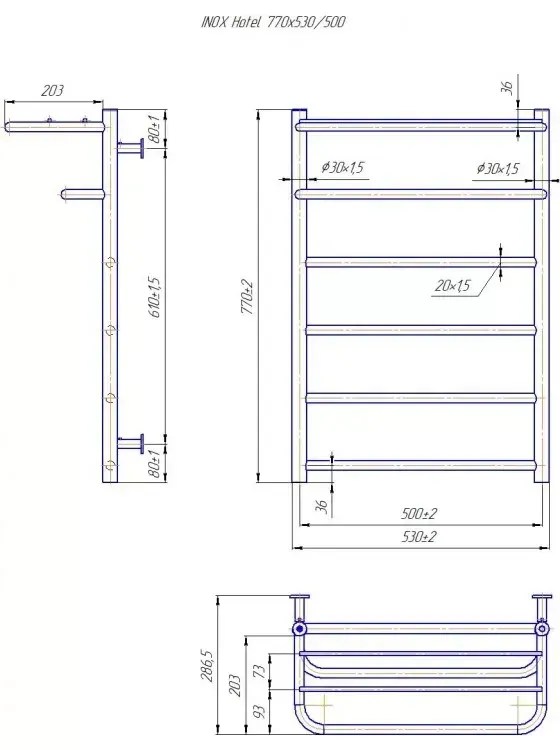 Radiator Mario INOX Hotel 770х530/500