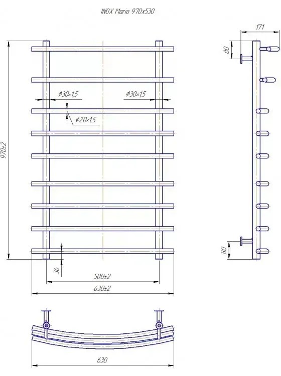 Radiator Mario INOX Mario 970х630/500