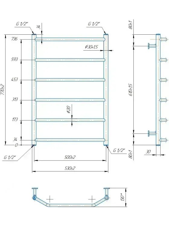 Radiator Mario INOX Trapeze  770х530/500