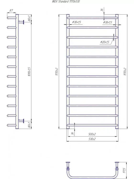 Radiator Mario INOX Standard 1170х530/500