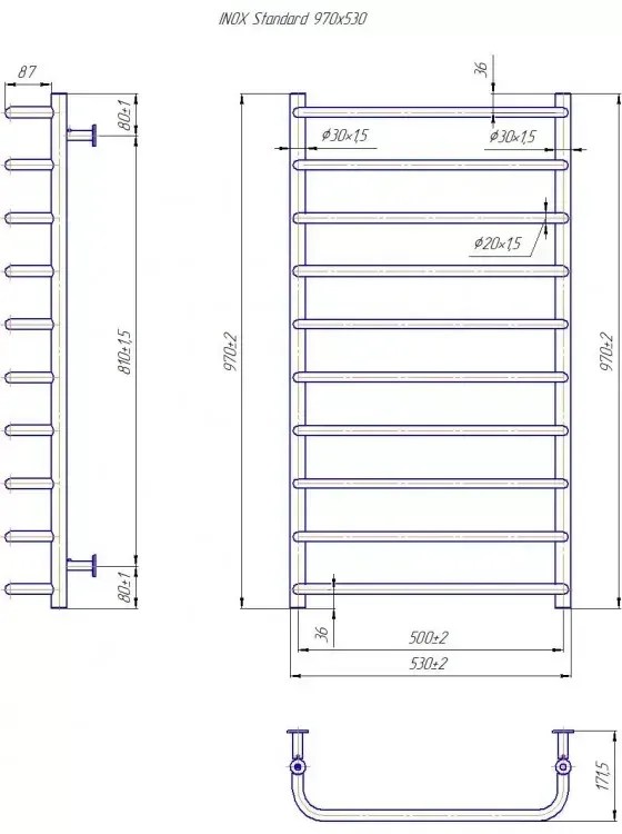 Radiator Mario INOX Standard  970х530/500