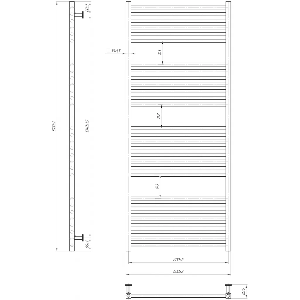 Radiator Mario INOX Hera 1500x630/600