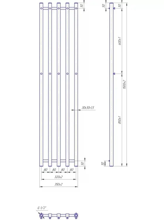 Radiator Mario INOX Tube Cube 1500x350/320
