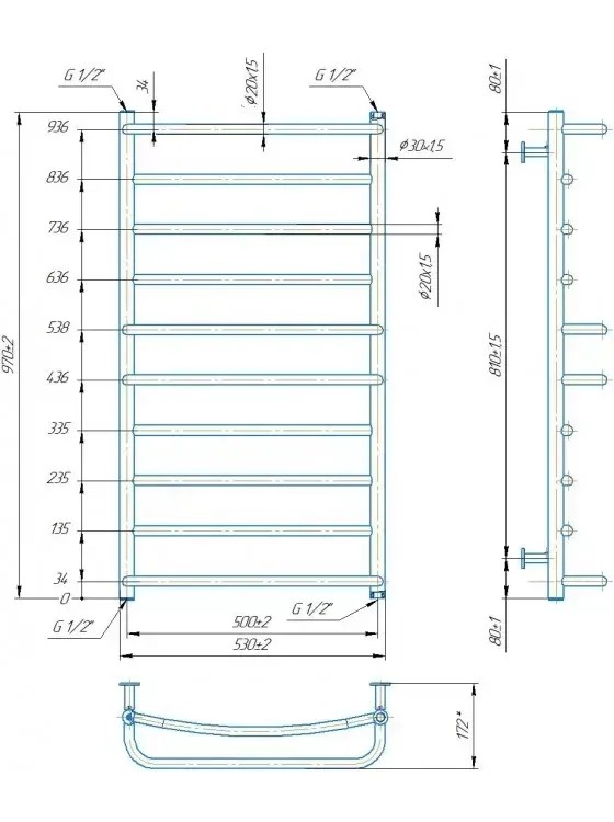 Radiator Mario INOX Lux  970х530/500