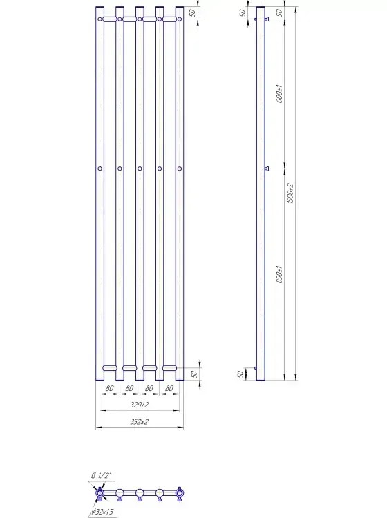 Radiator Mario INOX Tube 1500x352/320
