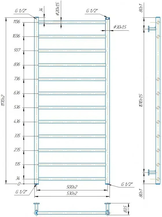 Radiator Mario INOX Flat 1170х530/500