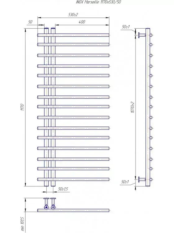 Radiator Mario INOX Marseille 1170х530/50