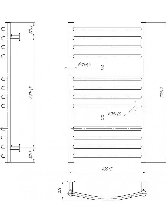 Radiator Mario INOX Phoenix 770x430/400