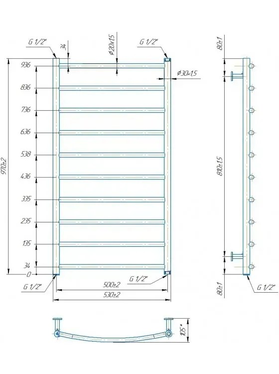 Radiator Mario INOX Classic  970х530/500